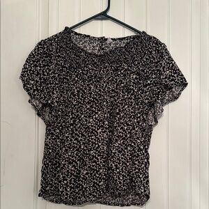 Old Navy Black and White Floral Blouse